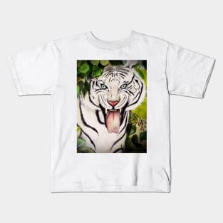 White Tiger Hand Drawn Art Kids T-Shirt